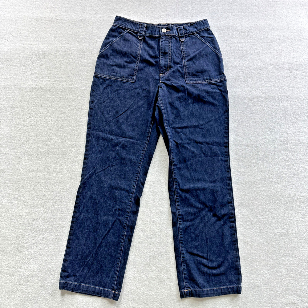 Lands' End Straight Leg Jeans Women Size 6 Indigo Blue High Rise‎ Patch Pocket
